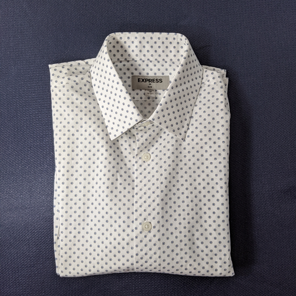 Express White Patterned Button Up